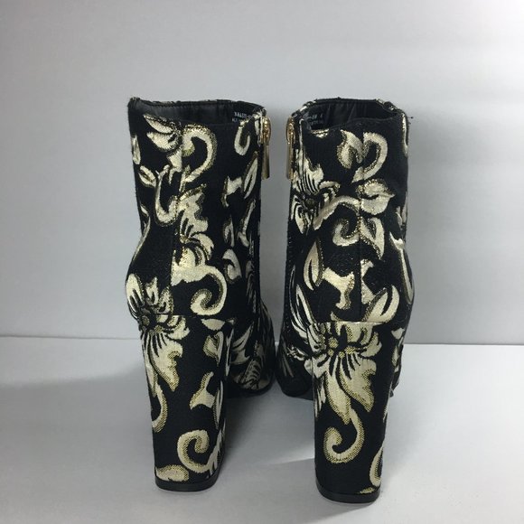 BAMBOO Namaste-05M Black & Gold Floral Women's Ankle Bootie Boots Size 6.5 - Picture 3 of 7